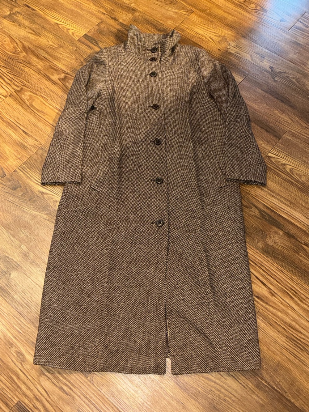 Lauren Ralph Lauren Broken Twill Funnelneck Tweed Overcoat